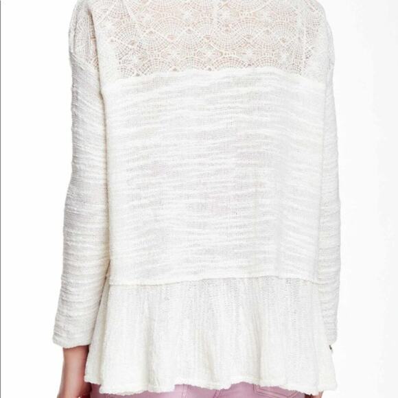 Free People Kristobel Lace Knit Sweater Top Y2K Flowy Babydoll Boho Western XS - Picture 2 of 11